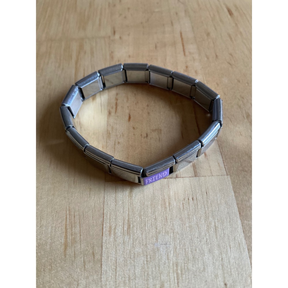 Vintage Italian Charm Bracelet Stainless Steel Purple Friend Link 9mm Y2K Style